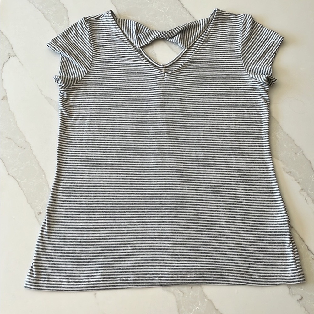 Rachel Zoe Striped Twist Back Tee T-Shirt S